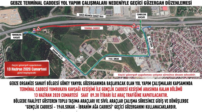 Gebze OSB’de geçici güzergah uygulaması