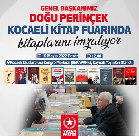 Perinçek, kitap fuarına katılıyor