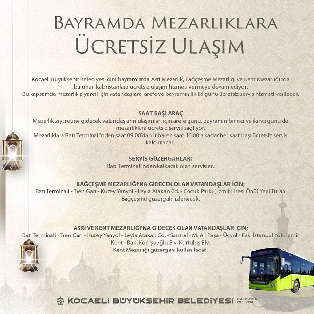 Bayramda mezarlıklara ücretsiz ulaşım